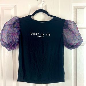 Shein women’s small tulle puffed sleeved statement top